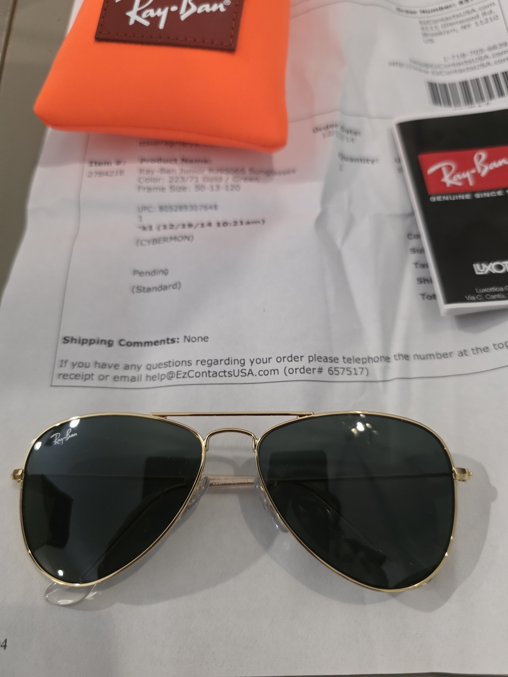 *BNWT* In Case W Recpt! Kids Ray-Ban Aviator Sunglasses